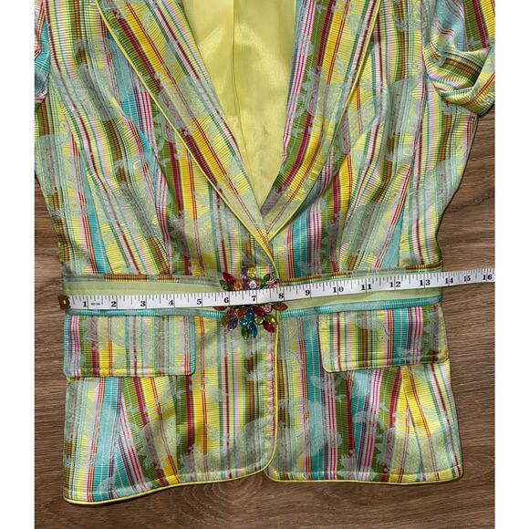 Cynthia Steffe Paisley Floral Beaded Fitted Striped Jacket Coat - Size XS - OE - Picture 9 of 12